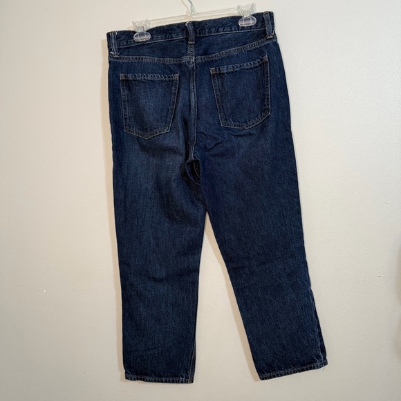 Old Navy High Rise Slouchy Straight Dark Wash Denim Jeans Cropped Button Fly 6 - Picture 4 of 11